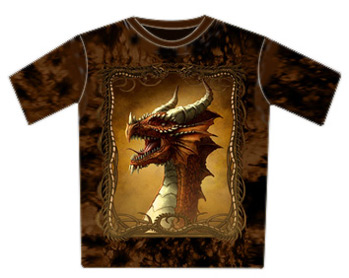 Fantasy Tshirt - Red Dragon Tiedye 