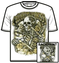 Minute Mirth Tshirt - Skeleton Gun (white)