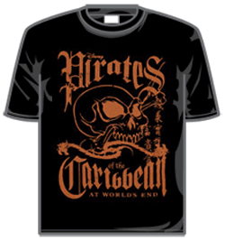 Pirates Of The Caribbean Tshirt - Orange Skull