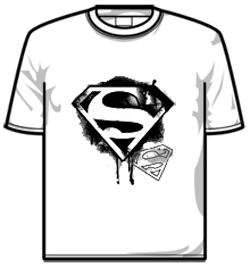 Superman Tshirt - White With Black Logo